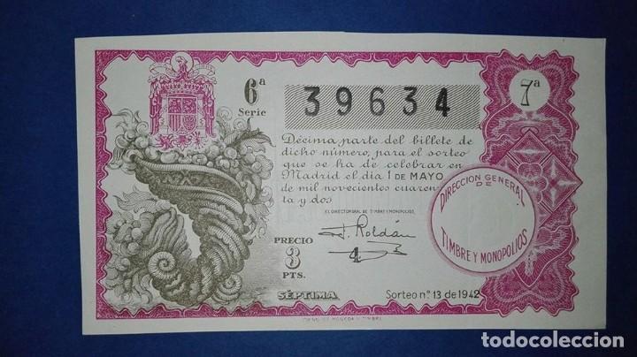 Loter&iacute;a nacional: decimo de loteria de 1942 sorteo 13 - Foto 1