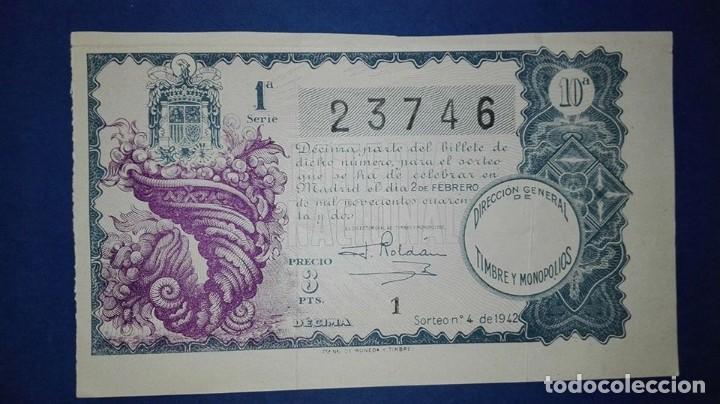 Nationale spanische Lotterie: decimo de loteria de 1942 sorteo 4