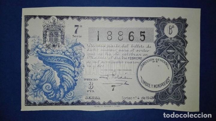 Loter&iacute;a Nacional: decimo de loteria de 1942 sorteo 4