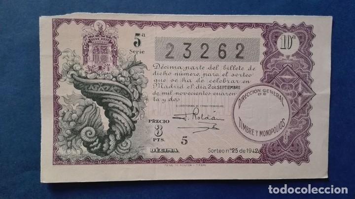 Lotaria Nacional: decimo de loteria de 1942 sorteo 25