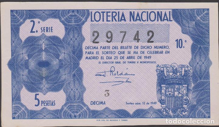 Loter&iacute;a nacional: LOTERIA NACIONAL - SORTEO - 12-1949 - SERIE 2&ordf; FRACCI&Oacute;N 10&ordf; - ADM.- 30 - BARCELONA