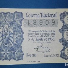 Lotería Nacional: DECIMO DE LOTERIA DE 1955 SORTEO 22. Lote 76862211