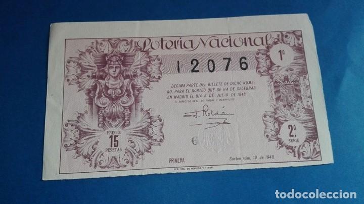 Loter&iacute;a nacional: decimo de loteria de 1948 sorteo 19 - Foto 1