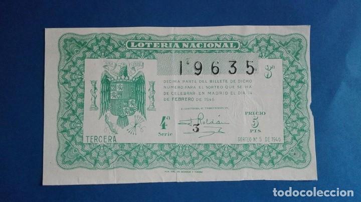 Loter&iacute;a nacional: decimo de loteria de  1946 sorteo 5 - Foto 1