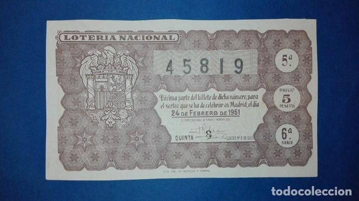 Loter&iacute;a nacional: decimo de loteria de 1951 sorteo 6 - Foto 1