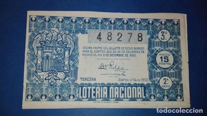 Loter&iacute;a nacional: decimo de loteria de 1950 sorteo 34 - Foto 1