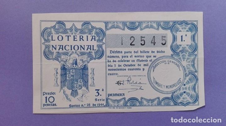 Nationale spanische Lotterie: decimo de loteria de 1944 sorteo 28