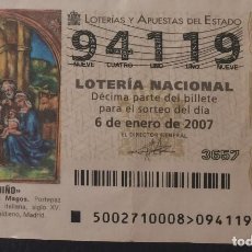 Lotería Nacional: LOTERÍA DEL NIÑO AÑO 2007. Nº 94119.. Lote 78866689