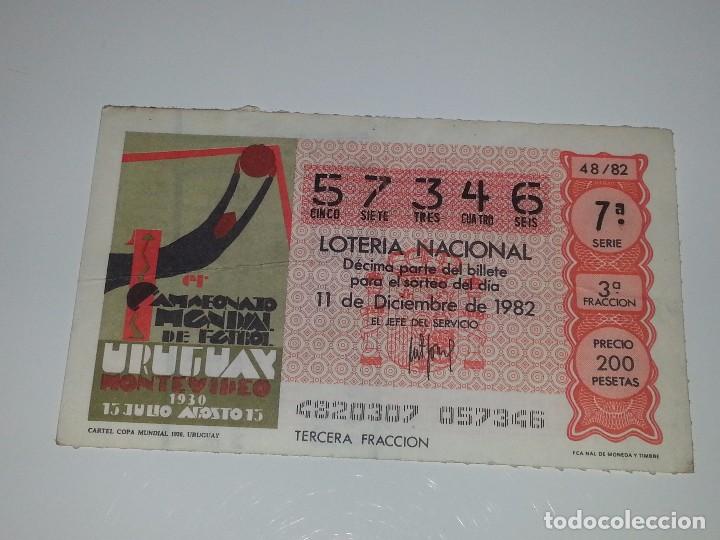 Loter&iacute;a nacional: ANTIGUO DECIMO DE LOTERIA NACIONAL SERIE MUNDIAL FUTBOL ESPA&Ntilde;A 82 - 1982 CARTEL MUNDIAL URUGUAY 1930