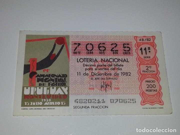 Loter&iacute;a nacional: ANTIGUO DECIMO DE LOTERIA NACIONAL SERIE MUNDIAL FUTBOL ESPA&Ntilde;A 82 - 1982 CARTEL MUNDIAL URUGUAY 1930