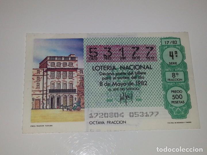 Loter&iacute;a nacional: ANTIGUO DECIMO DE LOTERIA NACIONAL SERIE MUNDIAL FUTBOL ESPA&Ntilde;A 82 - 1982 FRED MAISON TAVERN