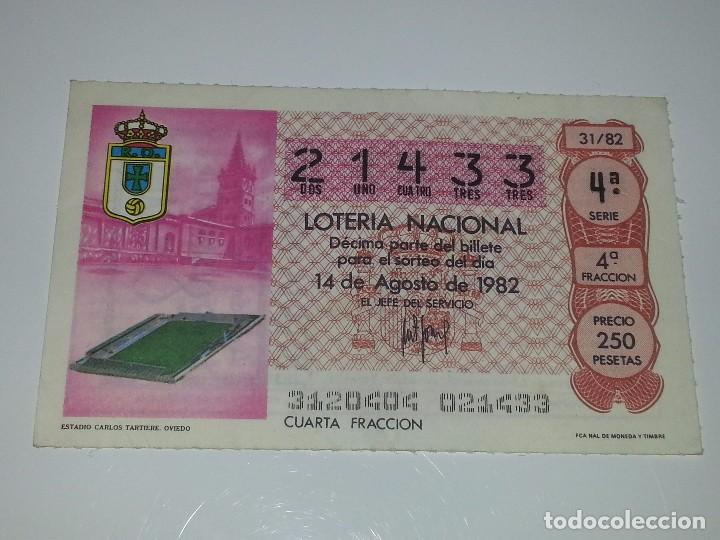 Loter&iacute;a nacional: ANTIGUO DECIMO DE LOTERIA NACIONAL MUNDIAL FUTBOL ESPA&Ntilde;A 82 - 1982 ESTADIO CARLOS TARTIERE OVIEDO