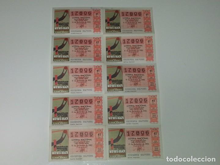Loter&iacute;a nacional: ANTIGUO PLIEGUE DE 10 DECIMOS DE LOTERIA NACIONAL MUNDIAL FUTBOL ESPA&Ntilde;A 1982 CARTEL URUGUAY 1930