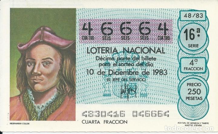 Lotaria Nacional: Loteria Nacional Capicua 46664 a&ntilde;o 1983 sorteo 48