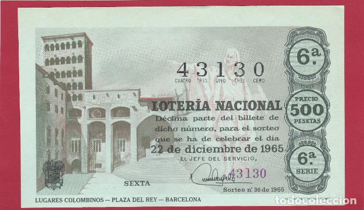 Loter&iacute;a nacional: LOTERIA NACIONAL SORTEO 36 DE 1965 - Foto 1