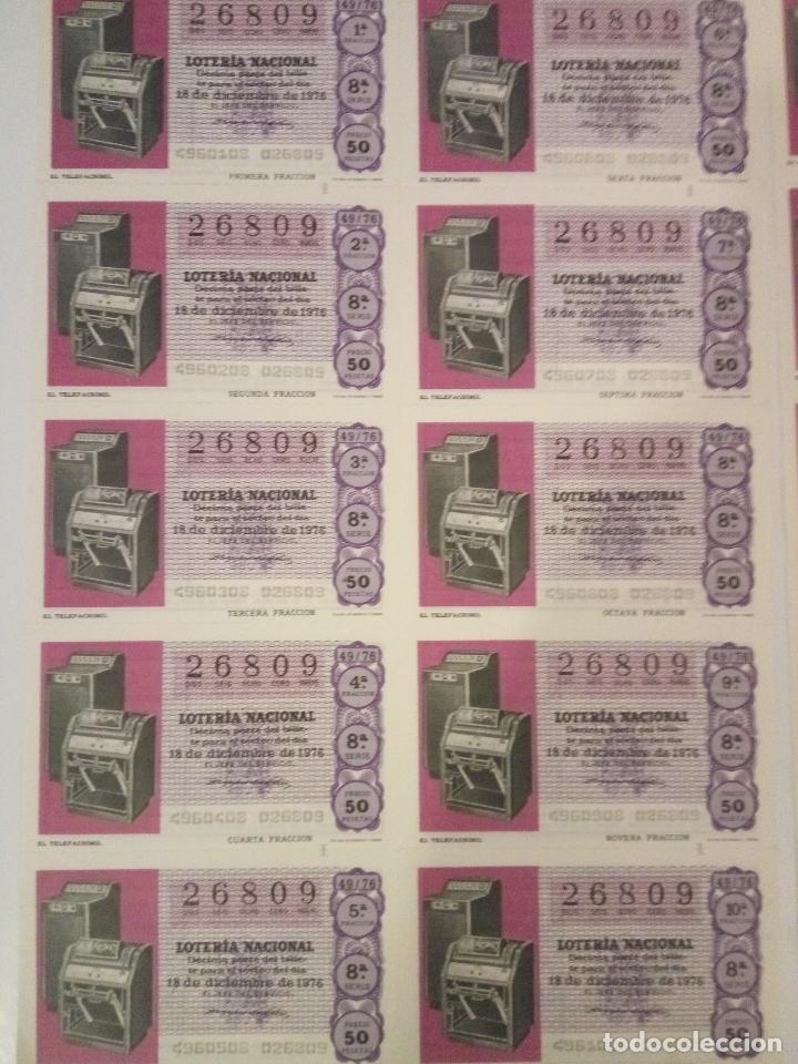 Nationale spanische Lotterie: BILLETE COMPLETO DE LOTERIA. 1976. 49/76. EL TELEFACSILISIMO. VENDIDO EN ADM. CASA ARIAS. C&Aacute;DIZ