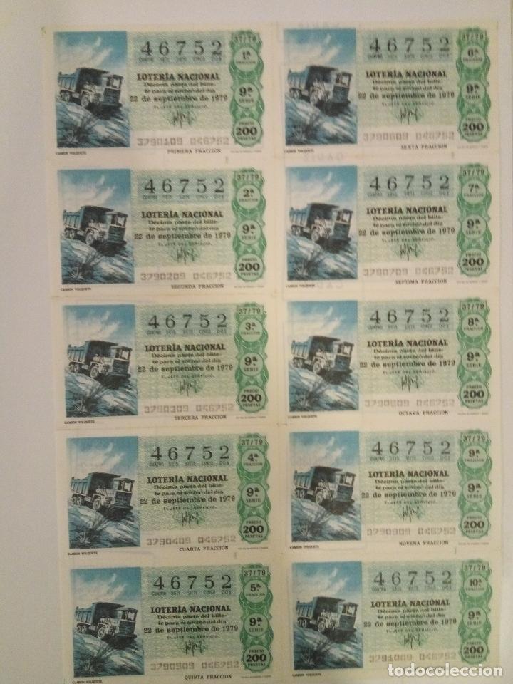 Nationale spanische Lotterie: BILLETE COMPLETO DE LOTERIA. 1979. 37/79. CAMI&Oacute;N VOLQUETE.ADM. DE LOTERIA N&ordm;7. S.FRANCISCO. C&Aacute;DIZ
