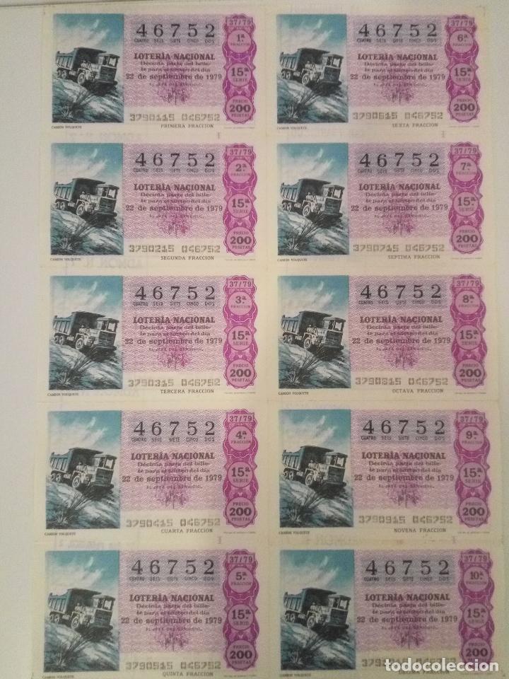 Nationale spanische Lotterie: BILLETE COMPLETO DE LOTERIA. 1979. 37/79. CAMI&Oacute;N VOLQUETE.ADM. DE LOTERIA N&ordm;7. S.FRANCISCO. C&Aacute;DIZ