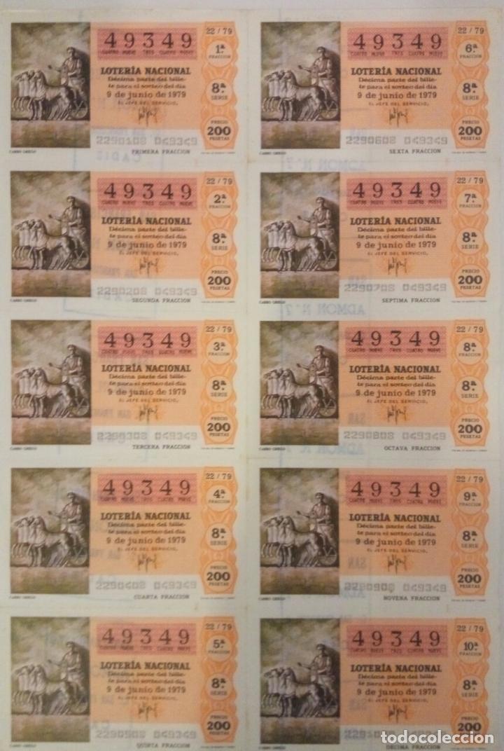 Lotaria Nacional: BILLETE COMPLETO DE LOTERIA. 1979. 22/79.CARRO GRIEGO. ADM. DE LOTERIA N&ordm;7. S.FRANCISO. C&Aacute;DIZ