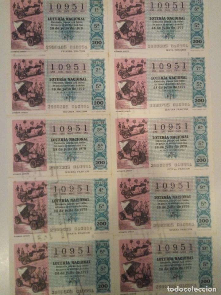 Lotaria Nacional: BILLETE COMPLETO DE LOTERIA. 1979. 29/79.AUTOM&Oacute;VIL ANTIGUO. ADM. DE LOTERIA N&ordm;1. C&Aacute;DIZ