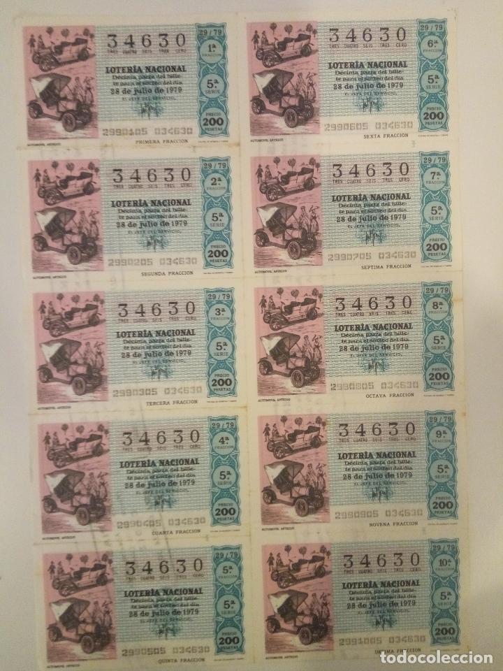 Lotaria Nacional: BILLETE COMPLETO DE LOTERIA. 1979. 29/79.AUTOM&Oacute;VIL ANTIGUO. ADM. DE LOTERIA N&ordm;1. C&Aacute;DIZ