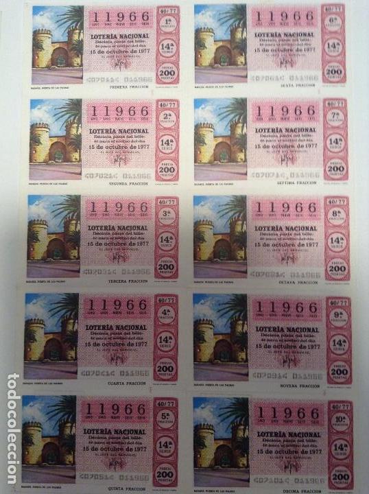 Nationale spanische Lotterie: BILLETE COMPLETO DE LOTERIA. 1977. 40/77. BADAJOZ.PUERTA DE LAS PALMAS. CASA ARIAS. C&Aacute;DIZ