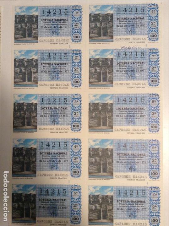Lotaria Nacional: BILLETE COMPLETO DE LOTERIA. 1977.41/77. GUADALAJARA. PALACIO DEL INFANTADO. CASA ARIAS. C&Aacute;DIZ