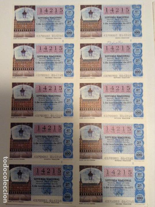 Lotaria Nacional: BILLETE COMPLETO DE LOTERIA. 1977. 43/77. MADRID. CASA DE LA PANADERIA. CASA ARIAS. C&Aacute;DIZ