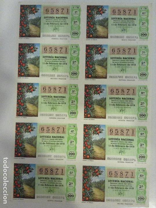 Loterie Nationale: BILLETE COMPLETO DE LOTERIA. 1978. 6/78. CULTIVO DE C&Iacute;TRICOS. ADM. DE LOTERIA CASA ARIAS. C&Aacute;DIZ