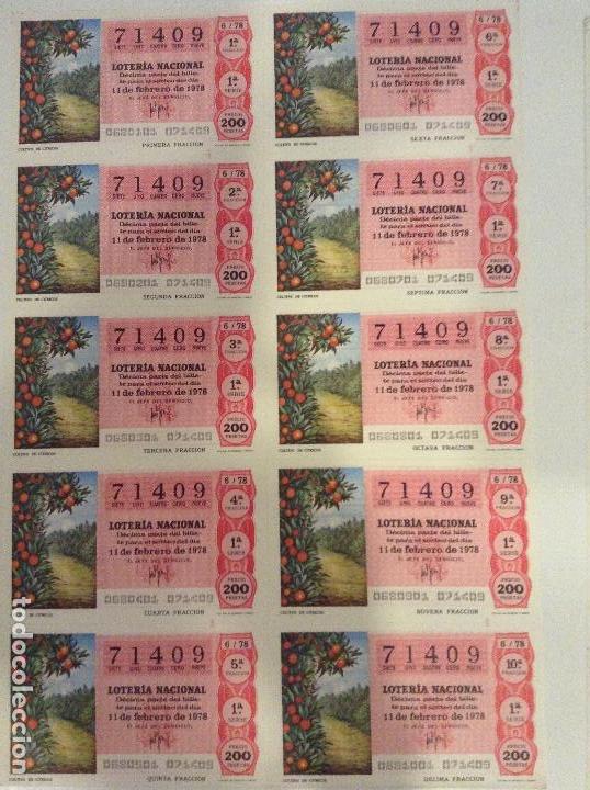 Loterie Nationale: BILLETE COMPLETO DE LOTERIA. 1978. 6/78. CULTIVO DE C&Iacute;TRICOS. ADM. DE LOTERIA CASA ARIAS. C&Aacute;DIZ
