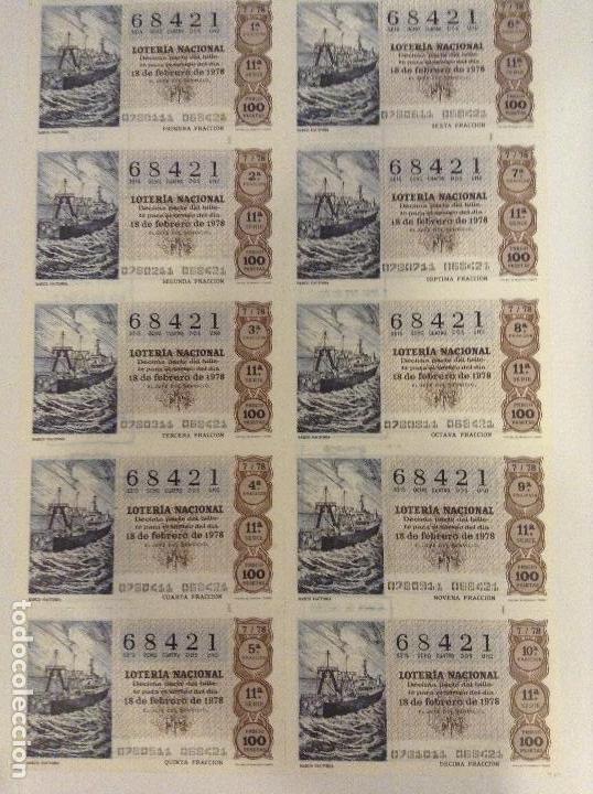 Loterie Nationale: BILLETE COMPLETO DE LOTERIA. 1978. 7/78. BARCO FACTORIA. ADM. DE LOTERIA N&ordm;6. S. JOS&Eacute;. C&Aacute;DIZ