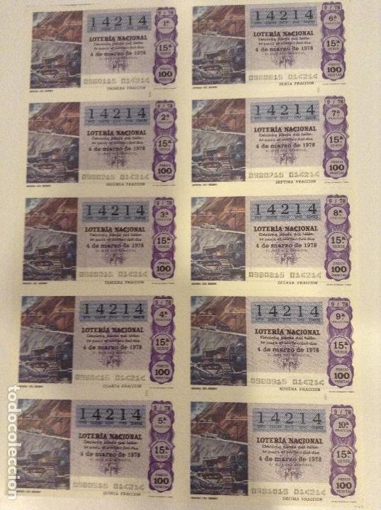 Loterie Nationale: BILLETE COMPLETO DE LOTERIA. 1978. 9/78. MINER&Iacute;A DEL HIERRO. ADMINISTRACI&Oacute;N CASA ARIAS. C&Aacute;DIZ.