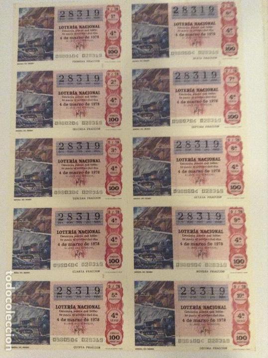 Loterie Nationale: BILLETE COMPLETO DE LOTERIA. 1978. 9/78. MINER&Iacute;A DEL HIERRO. ADMINISTRACI&Oacute;N CASA ARIAS. C&Aacute;DIZ.