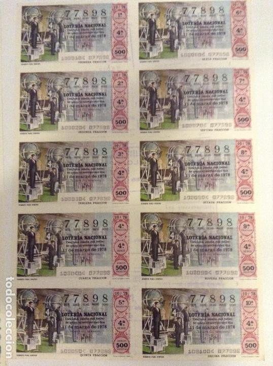 Loterie Nationale: BILLETE COMPLETO DE LOTERIA. 1978.10/78. BOMBOS PARA SORTEO. ADMINISTRACI&Oacute;N S. FRANCISCO.  C&Aacute;DIZ.
