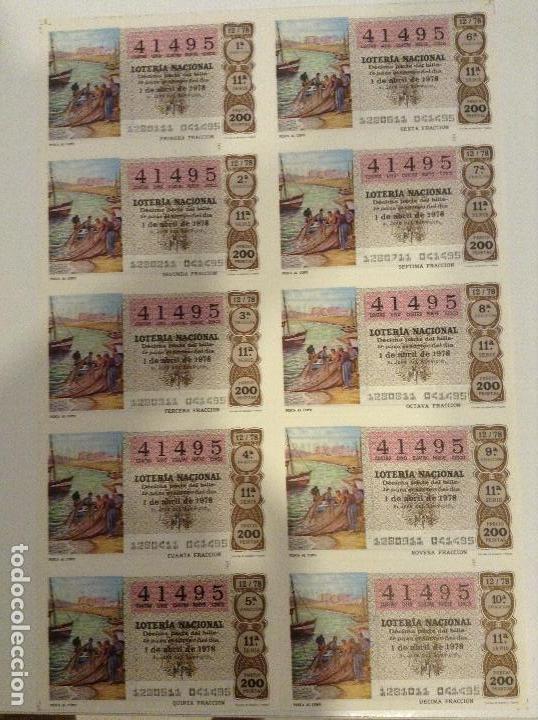 Nationale spanische Lotterie: BILLETE COMPLETO DE LOTERIA. 1978.12/78. PESCA AL COPO. ADMINISTRACI&Oacute;N CASA ARIAS.  C&Aacute;DIZ.