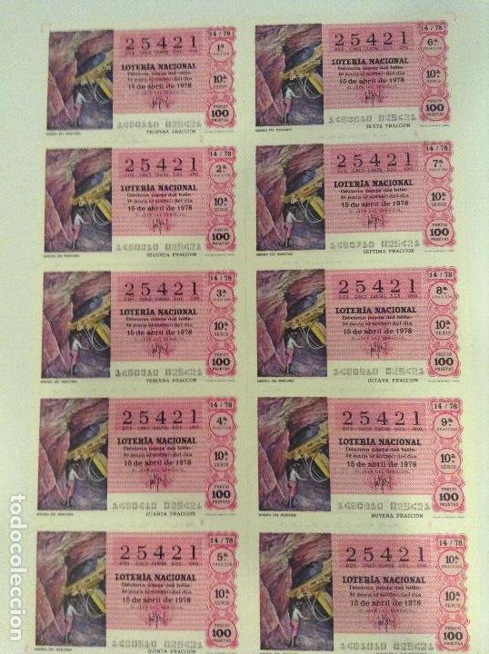 Nationale spanische Lotterie: BILLETE COMPLETO DE LOTERIA. 1978.14/78. MINER&Iacute;A DEL MERCURIO. AD. N&ordm;92. ALAYA.  MADRID.