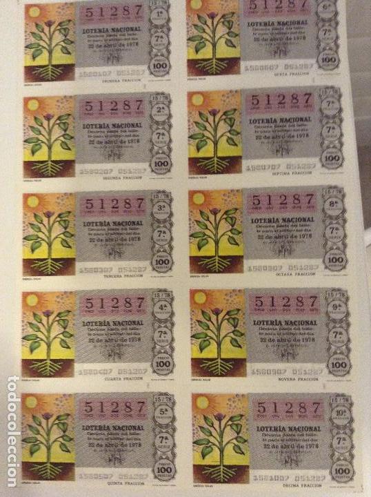 Nationale spanische Lotterie: BILLETE COMPLETO DE LOTERIA. 1978.15/78. ENERG&Iacute;A SOLAR. ADMINISTRACI&Oacute;N CASA ARIAS.  C&Aacute;DIZ.