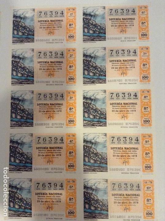 Loterie Nationale: BILLETE COMPLETO DE LOTERIA. 1978.16/78. CORRIENTE SUBTERR&Aacute;NEA. ADMINISTRACI&Oacute;N CASA ARIAS. C&Aacute;DIZ.