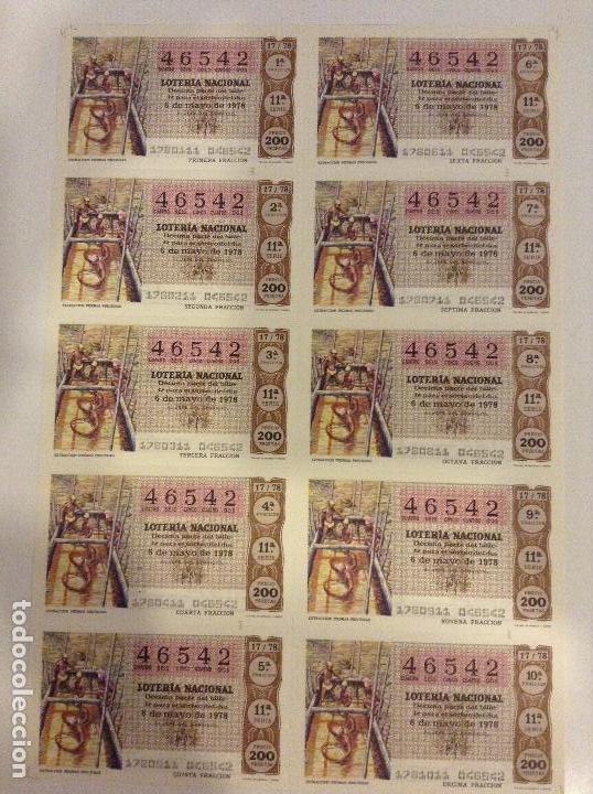 Lotaria Nacional: BILLETE COMPLETO DE LOTERIA. 1978.17/78. EXTRACCI&Oacute;N PIEDRAS PRECIOSAS. AD.CASA ARIAS. C&Aacute;DIZ.