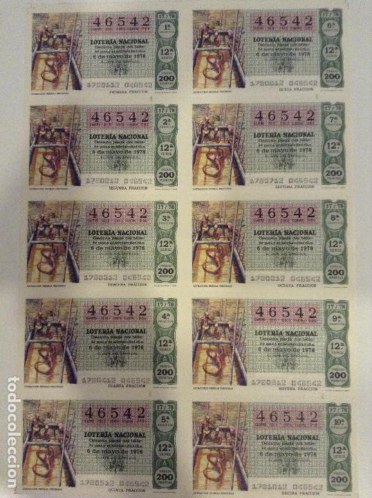 Lotaria Nacional: BILLETE COMPLETO DE LOTERIA. 1978.17/78. EXTRACCI&Oacute;N PIEDRAS PRECIOSAS. AD.CASA ARIAS. C&Aacute;DIZ.