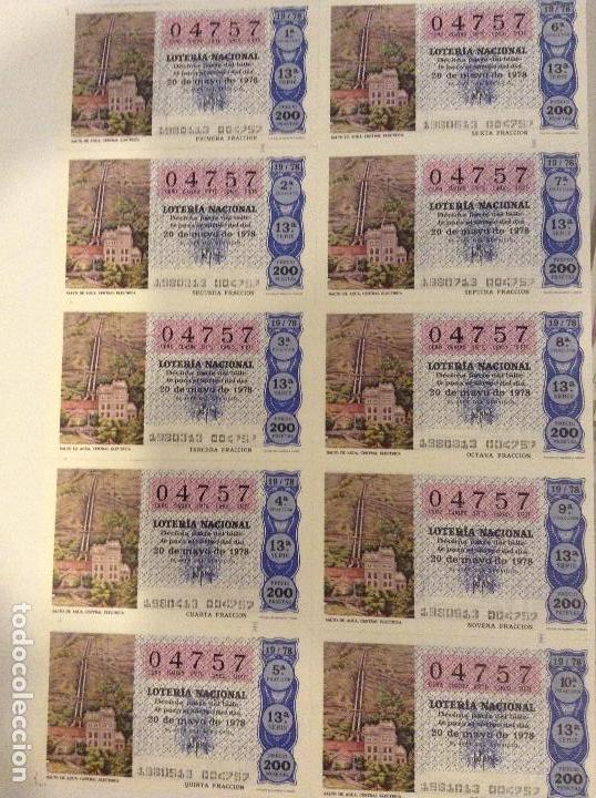 Lotaria Nacional: BILLETE COMPLETO DE LOTERIA. 1978.19/78. SALTO DE AGUA. CENTRAL EL&Eacute;CTRICA. AD.CASA ARIAS. C&Aacute;DIZ.