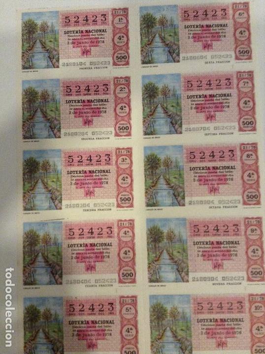 Lotaria Nacional: BILLETE COMPLETO DE LOTERIA. 1978. 21/78. CANALES DE RIEGO. ADMINISTRACI&Oacute;N. CASA ARIAS. C&Aacute;DIZ.