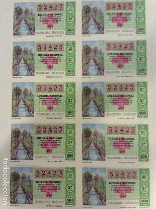 Lotaria Nacional: BILLETE COMPLETO DE LOTERIA. 1978. 21/78. CANALES DE RIEGO. ADMINISTRACI&Oacute;N. CASA ARIAS. C&Aacute;DIZ.