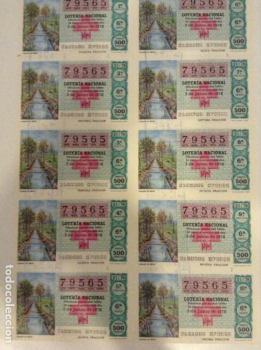 Lotteria Nationale Spagnola: BILLETE COMPLETO DE LOTERIA. 1978. 21/78. CANALES DE RIEGO. AD. N&ordm;4. DUQUE DE LA VICTORIA. C&Aacute;DIZ.