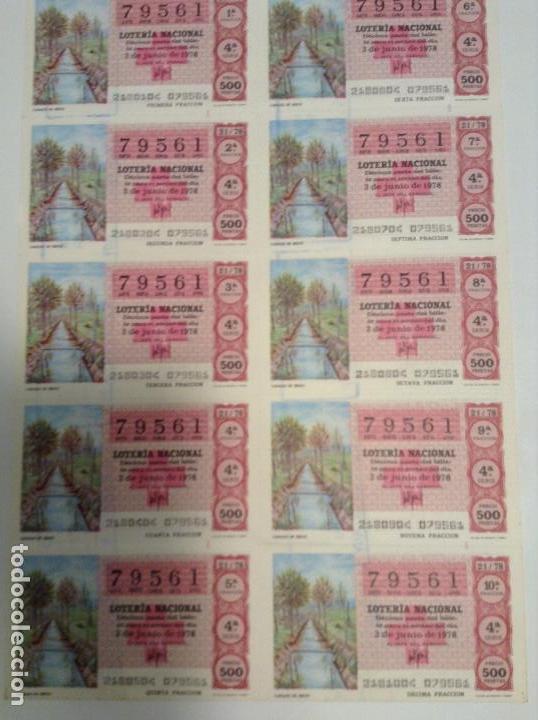 National Spanish Lottery: BILLETE COMPLETO DE LOTERIA. 1978. 21/78.  CANALES DE RIEGO. AD. N&ordm;4. DUQUE DE LA VICTORIA. C&Aacute;DIZ.