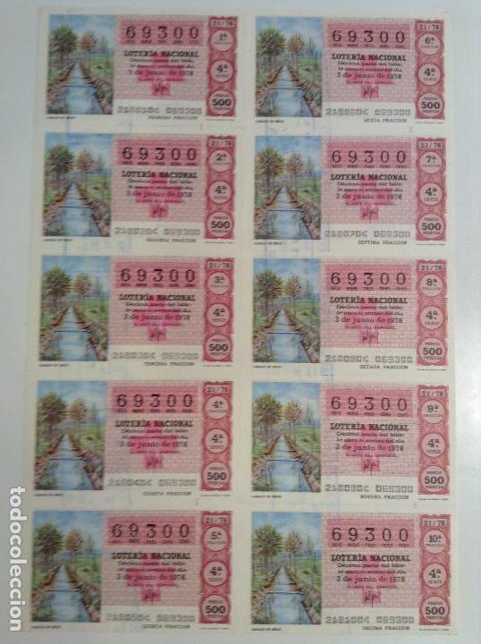 National Spanish Lottery: BILLETE COMPLETO DE LOTERIA. 1978. 21/78.  CANALES DE RIEGO. AD. N&ordm;4. DUQUE DE LA VICTORIA. C&Aacute;DIZ.