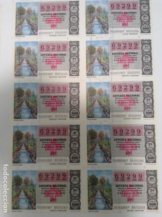Lotteria Nationale Spagnola: BILLETE COMPLETO DE LOTERIA. 1978. 21/78.  CANALES DE RIEGO. AD. N&ordm;4. DUQUE DE LA VICTORIA. C&Aacute;DIZ.