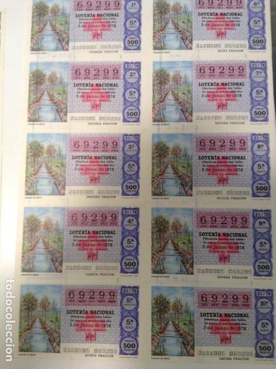 Lotteria Nationale Spagnola: BILLETE COMPLETO DE LOTERIA. 1978. 21/78.  CANALES DE RIEGO. AD. N&ordm;4. DUQUE DE LA VICTORIA. C&Aacute;DIZ.