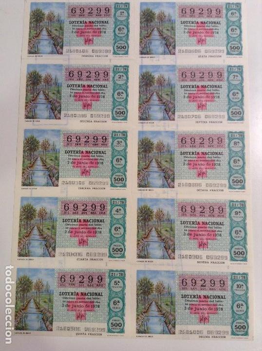 Lotteria Nationale Spagnola: BILLETE COMPLETO DE LOTERIA. 1978. 21/78.  CANALES DE RIEGO. AD. N&ordm;4. DUQUE DE LA VICTORIA. C&Aacute;DIZ.