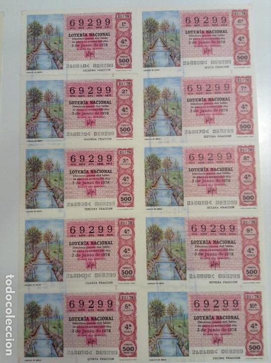 Lotteria Nationale Spagnola: BILLETE COMPLETO DE LOTERIA. 1978. 21/78.  CANALES DE RIEGO. AD. N&ordm;4. DUQUE DE LA VICTORIA. C&Aacute;DIZ.